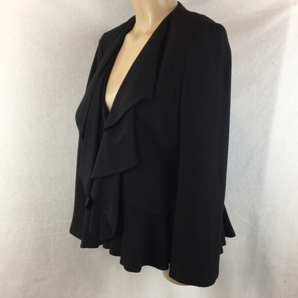 Lafayette 148 Black Waterfall Ruffle Front Sweater 4 - Picture 4 of 9